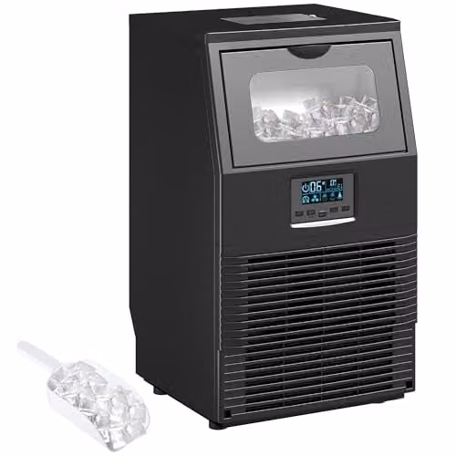 HOMCOM Commercial Ice Maker Machine with Digital Control and Timer, Black, 30kg/24 Hours – 1