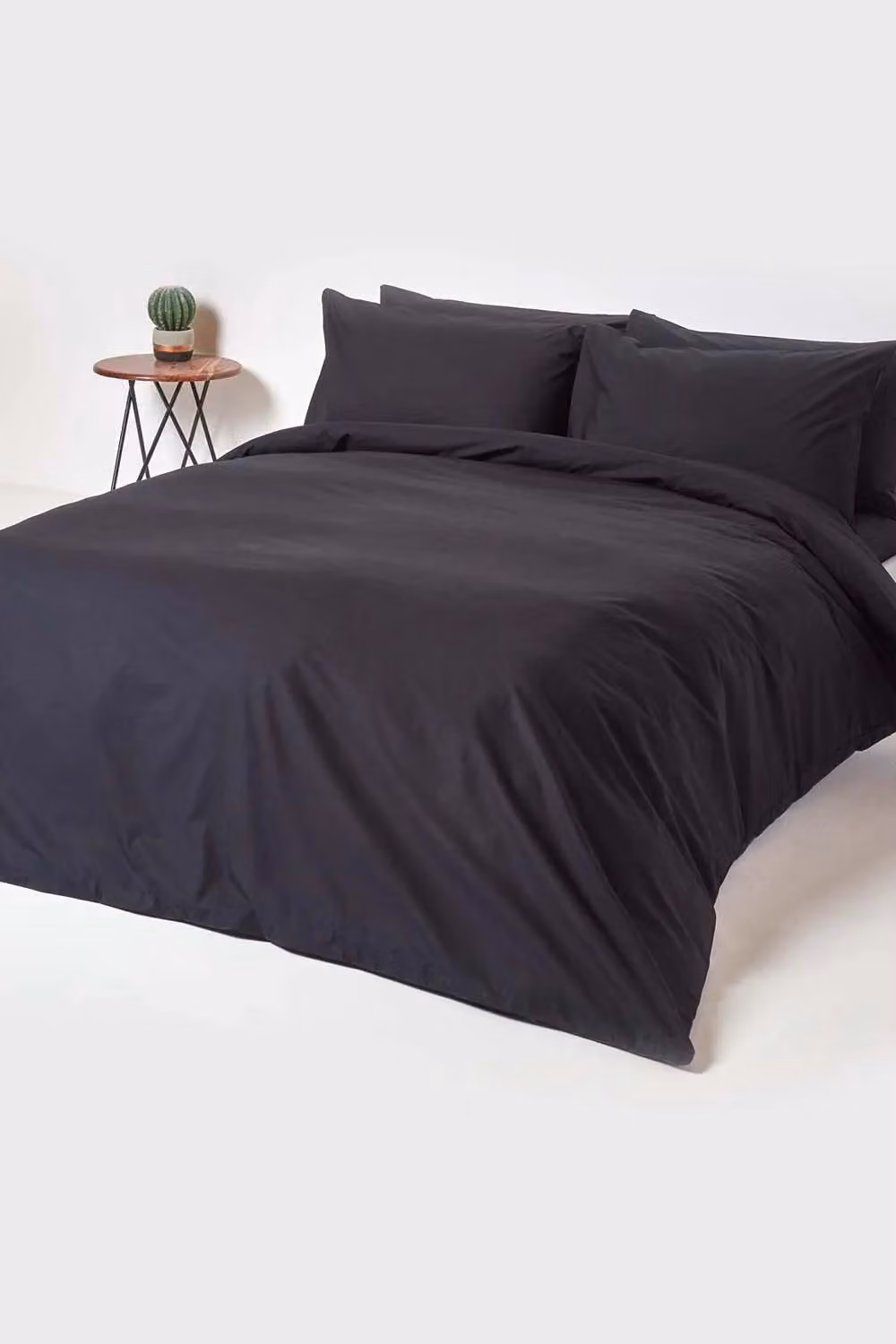 Homescapes Black Egyptian Cotton Percale Flat Sheet, 200 Thread Count, W/D/H: 140 x 200 cm – 2