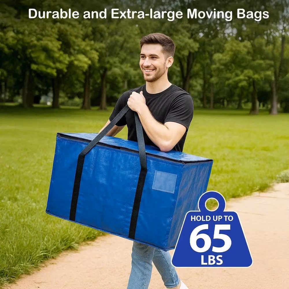 SPETLEK 90L Moving Bags with Handles, 6 Pack, Blue – 3