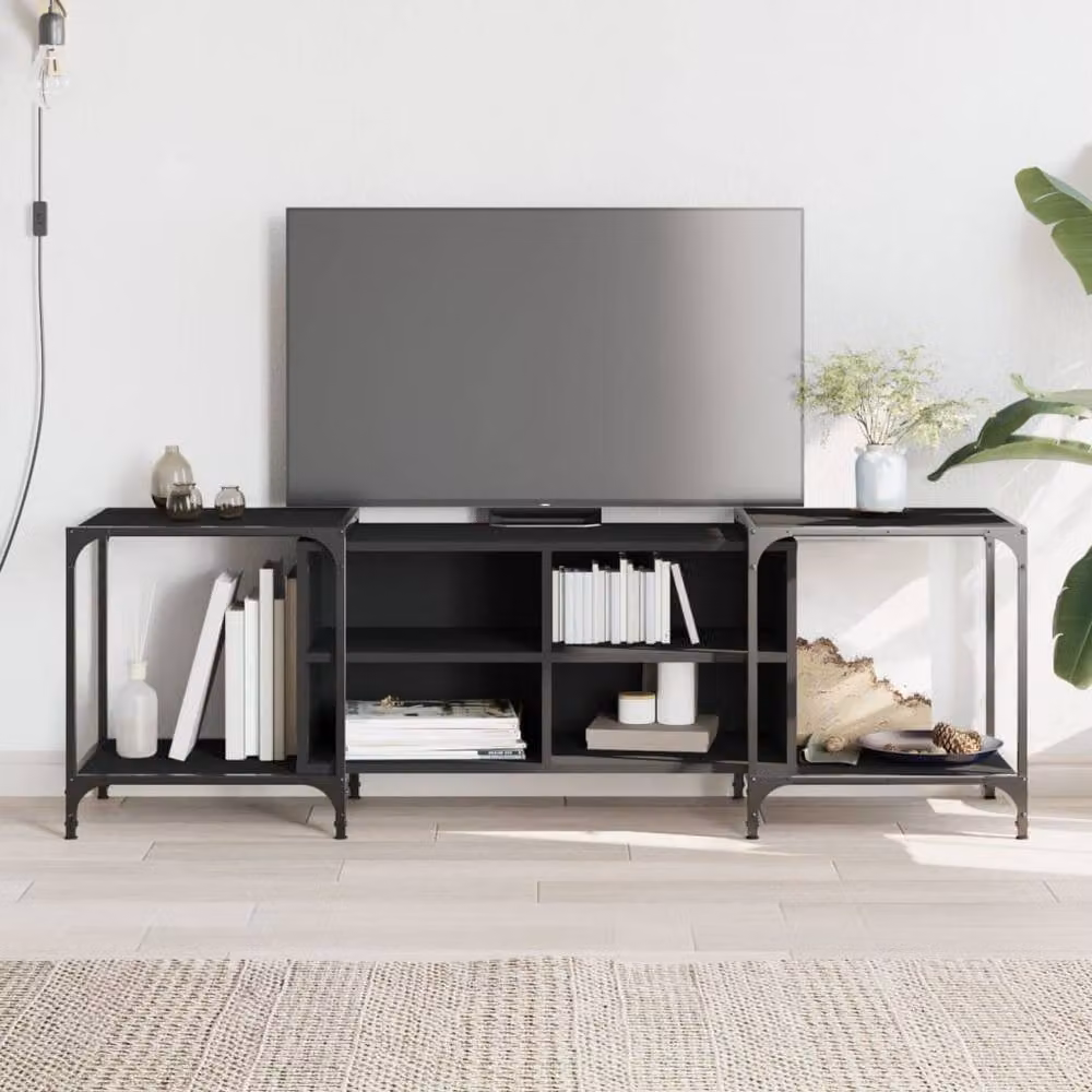 Berkfield Home Modern Black Matt TV Cabinet W/D/H: 153 x 37 x 50 cm – 2