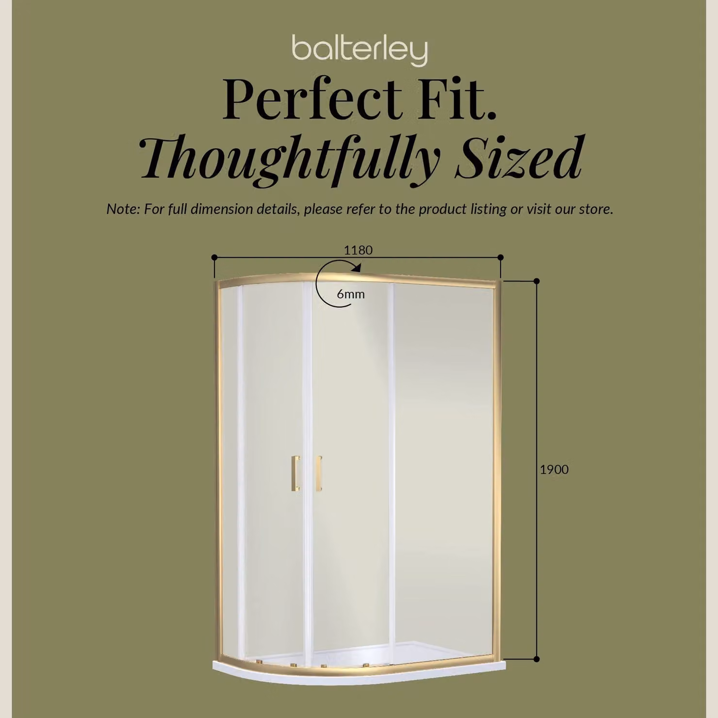 Balterley Offset Quadrant Corner Shower Enclosure, Gold – 5
