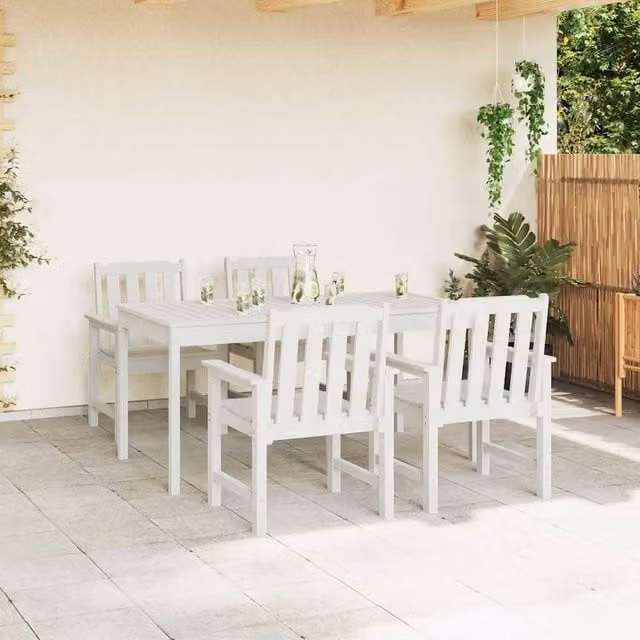 Berkfield Home Elegant Garden Dining Chairs, 4 Piece Set, White, W/D/H: 55.5 x 45 x 88 cm
