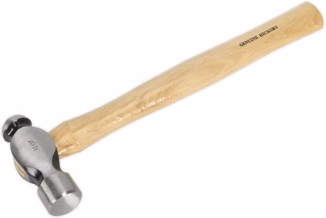 Loops 2lb Ball Pein Hammer with Hickory Wooden Shaft and Silver Drop Forged Steel Head