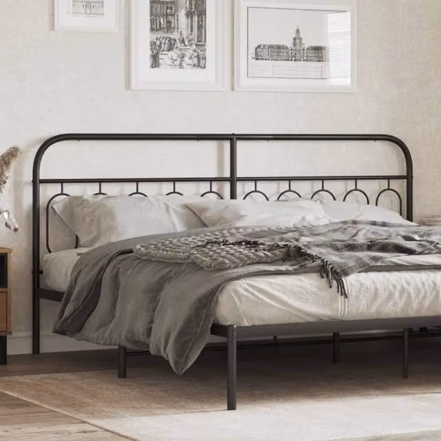 Berkfield Home Classic Metal Headboard in Black, Width: 200 cm – 1