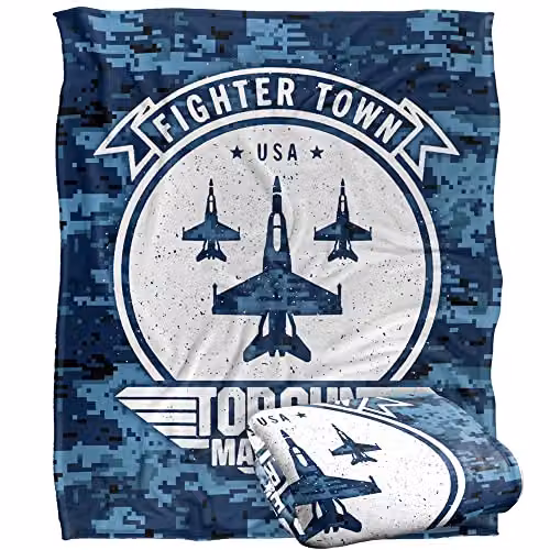 LOGOVISION Top Gun: Maverick Fighter Town USA Super Soft Fleece Throw Blanket, White, W: 152 cm, D: 127 cm – 1