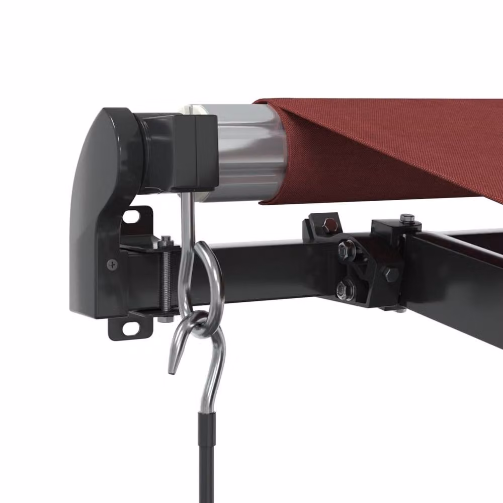 Berkfield Home Manual Retractable Awning in Burgundy and Black, W: 500 cm, D: 300 cm – 3