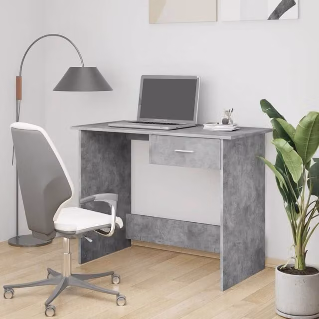 Berkfield Home Modern Computer Desk in Grey, W/D/H: 100 x 50 x 76 cm