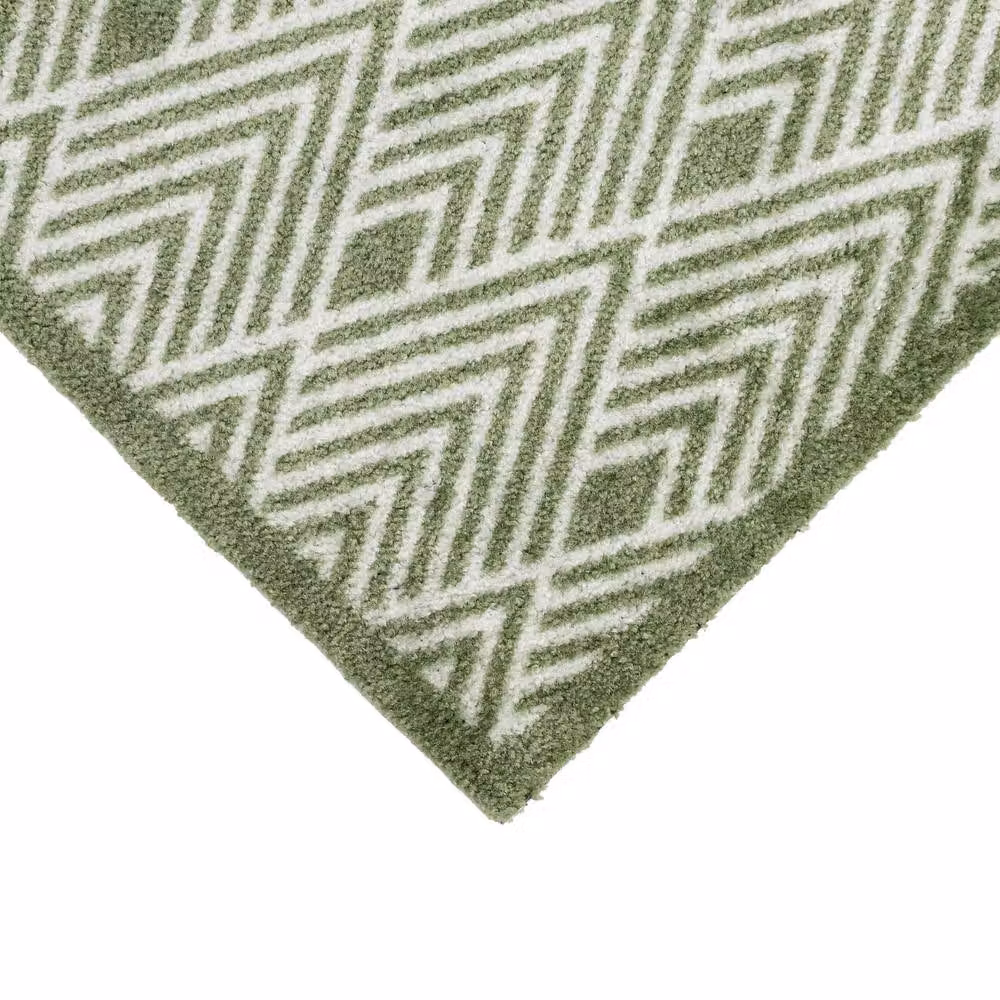 JVL Mega Runner Geometric Green Hallway Rug, W/D/H: 57 x 150 x 1 cm – 2