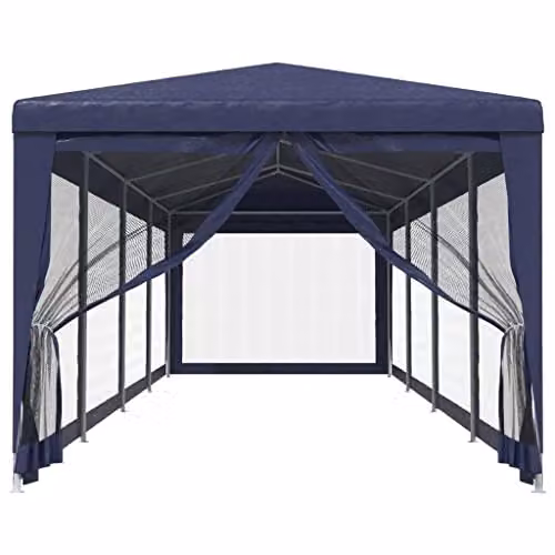 vidaXL Party Tent with 10 Mesh Sidewalls in Blue, HDPE and Metal, W/D/H: 12 x 3 x 2 m – 3