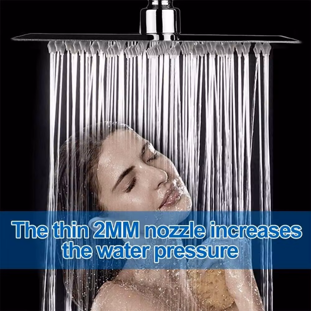Kelvenix Square Chrome Stainless Steel Overhead Shower Head, Silver, Diameter: 25.4 cm – 3