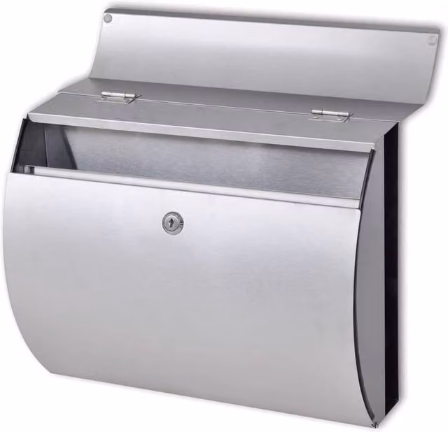 Berkfield Home Stainless Steel Mailbox in Silver, W/D/H: 31.0 x 13.0 x 13.0 cm