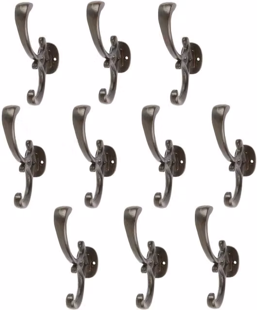 Hammer and Tongs Ornamental Hat and Coat Hook, Black, Pack of 10, H: 130 mm, W: 30 mm – 4
