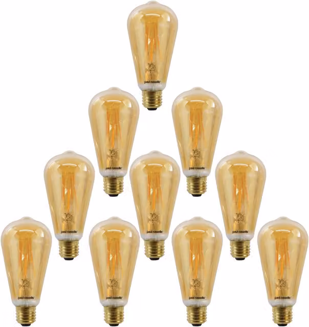 Paul Russells 7W LED Filament ST64 Vintage Bulb, E27, Warm White 2200K, Dimmable, 10 Pack