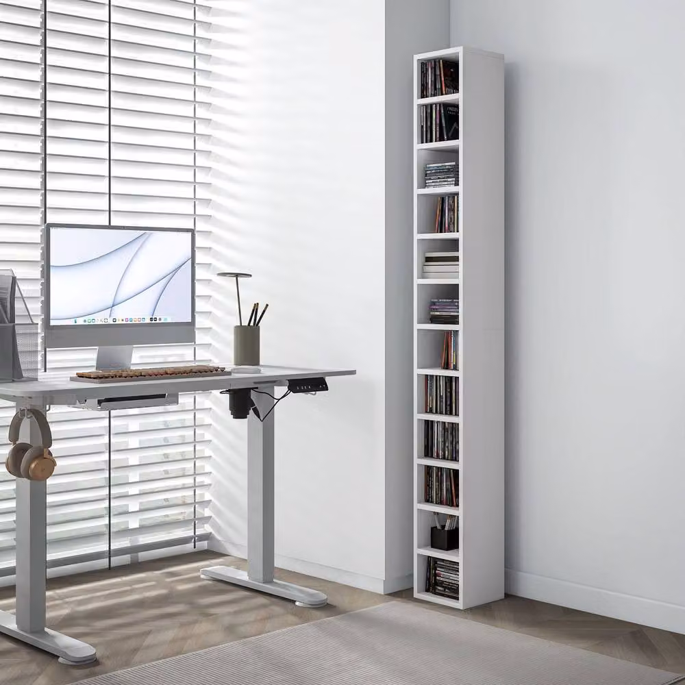 Wyld Haus Manina White Tall Narrow CD Storage Tower with 204 Disc Capacity, H 175 x W 21 x D 20 cm – 6