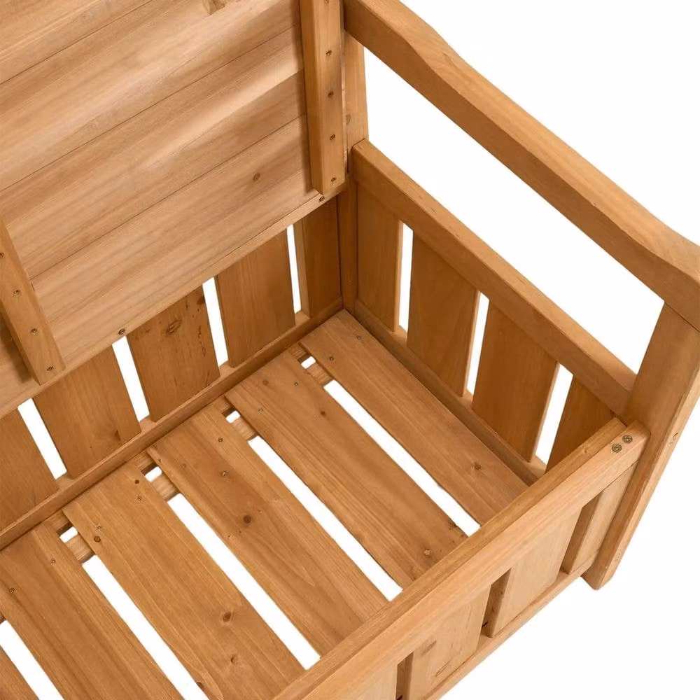 EONLION Natural Wooden Outdoor Storage Bench Box in Brown for your Garden or Terrace, Width: 100 cm – 3