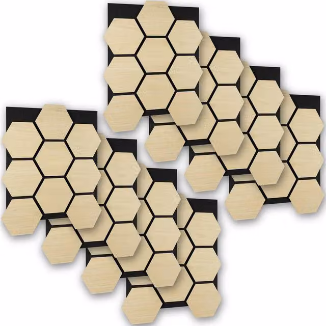 tectake Sound-Absorbing Acoustic Felt Panels in Light Oak Wood Look – 1