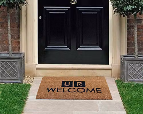 Coco&Coir The News Heavy Duty Natural Coir Entrance Door Mat with Rubber Backing, Brown and Black, W: 75 cm, D: 45 cm – 2