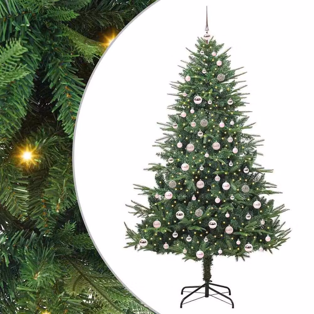 Berkfield Home Pre-lit Artificial Christmas Tree with Ball Set, Green, Height: 210 cm – 2