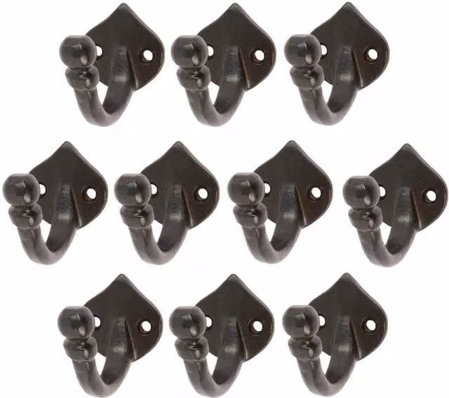Hammer and Tongs Matt Black Powder-Coated Iron Arrow Head Hook, Pack of 10, W: 3.5 cm, H: 4 cm – 1
