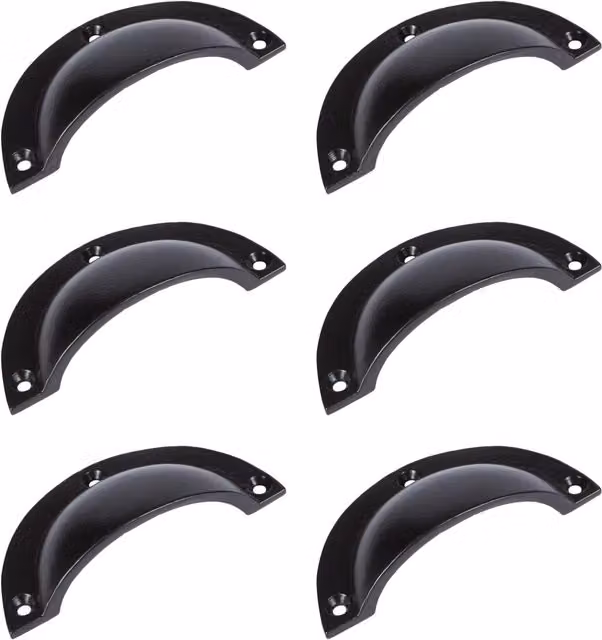 Hammer and Tongs Curved Cabinet Drawer Pull, Matt Black Iron, Pack of 6, W: 9.5 cm, H: 4.6 cm – 2