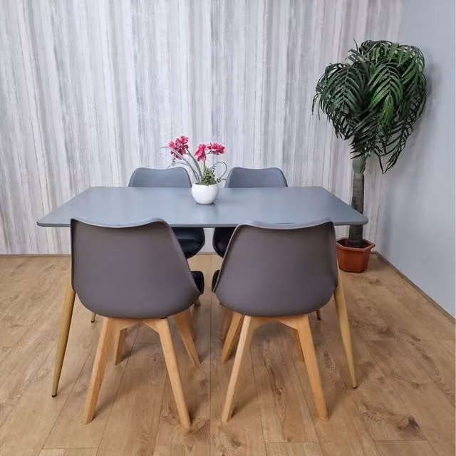Kosy Koala Modern Rectangular Dining Table and Chairs Set in Grey