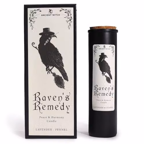 Serenityy Ancient Wisdom Raven's Remedy Ritual Pillar Candle in Black and Multicolour