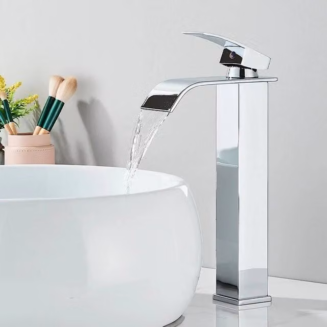 KORVIXA Cloakroom Waterfall Basin Mixer Tap in Silver Chrome