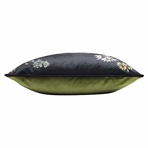 Evans Lichfield Midnight Garden Bee Printed Velvet Cushion in Black and Multicolour, W/D/H: 43 x 43 x 43 cm – 2