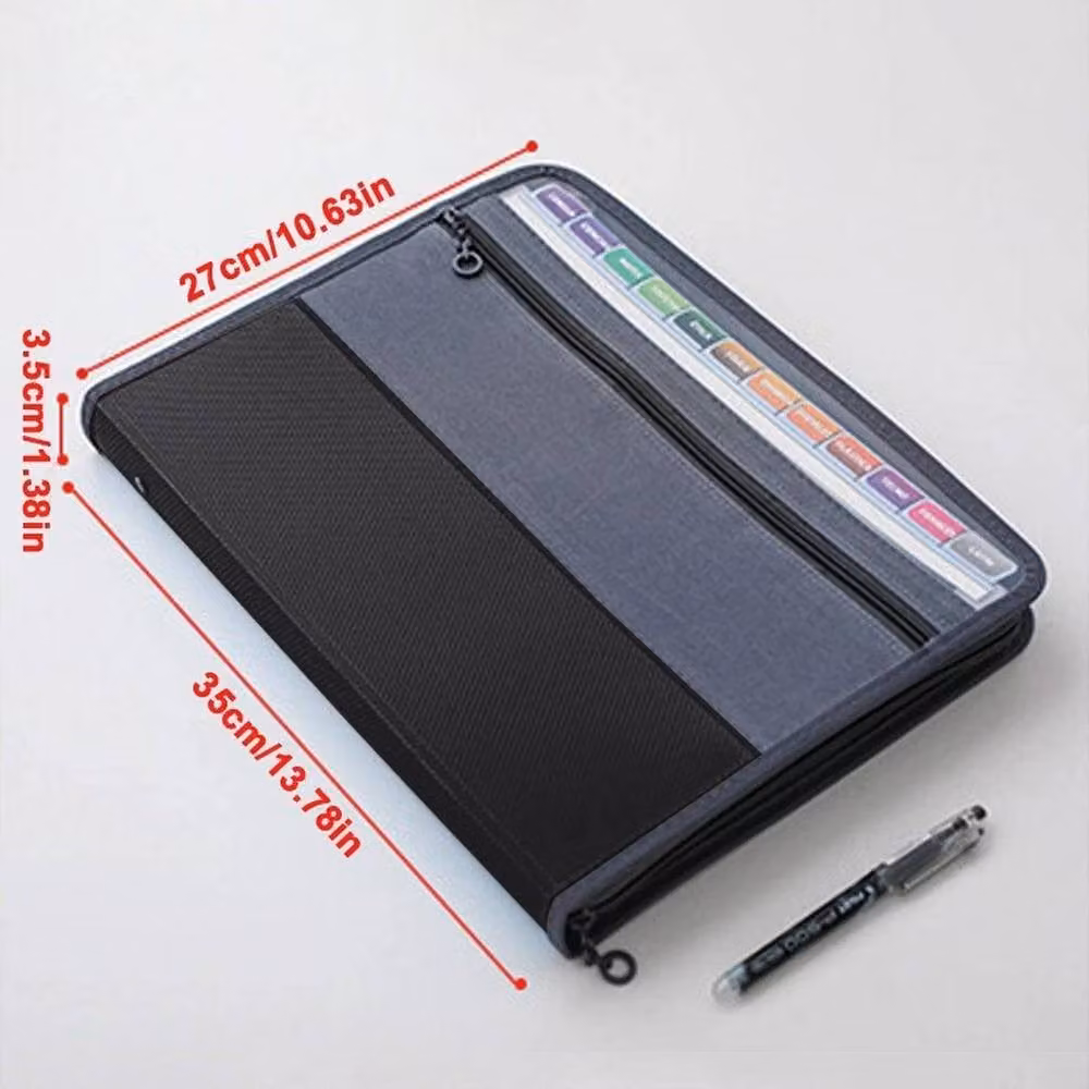 FLAVORA A4 13 Pocket Zip Display Book with Sticky Labels in Black – 2