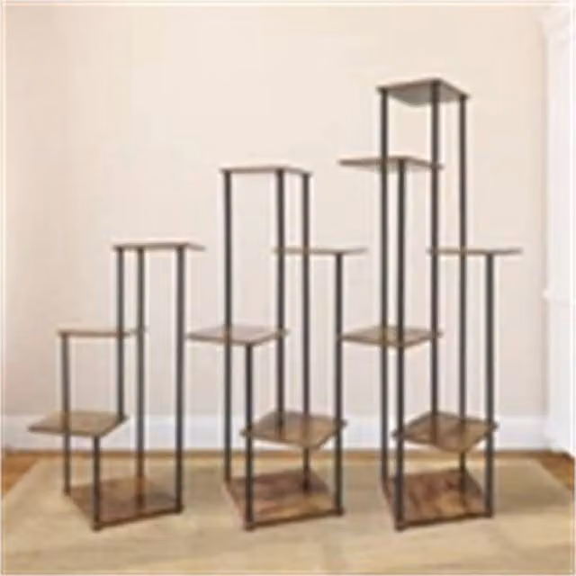 Nordara 4-Tier Metal and Wood Ladder Plant Stand in Brown, Height: 100 cm – 1