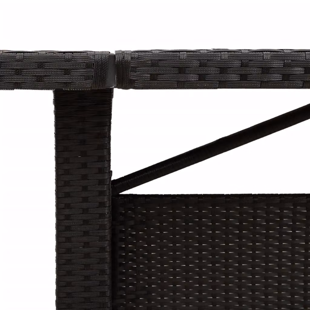 Berkfield Home Modern Black Poly Rattan Garden Table with Glass Top, W/D/H: 240 x 90 x 75 cm – 5