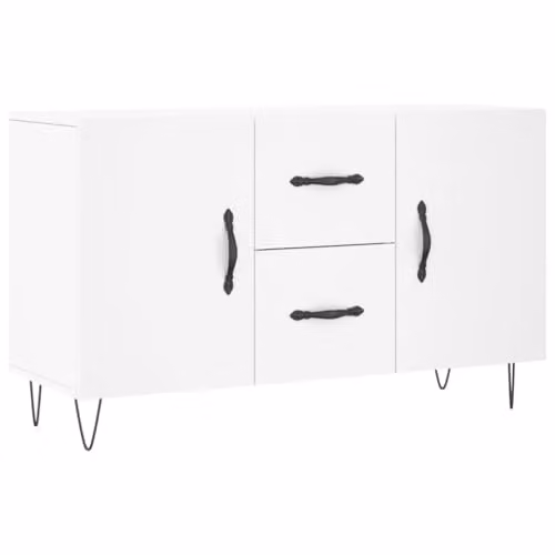 vidaXL Modern White Sideboard in Engineered Wood, W/D/H: 100 x 36 x 60 cm