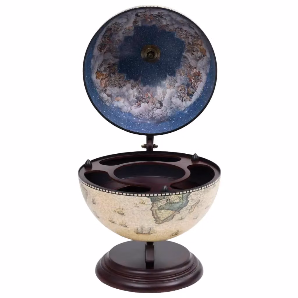 Berkfield Home Tabletop Globe Bar Wine Stand in Green Eucalyptus Wood – 2