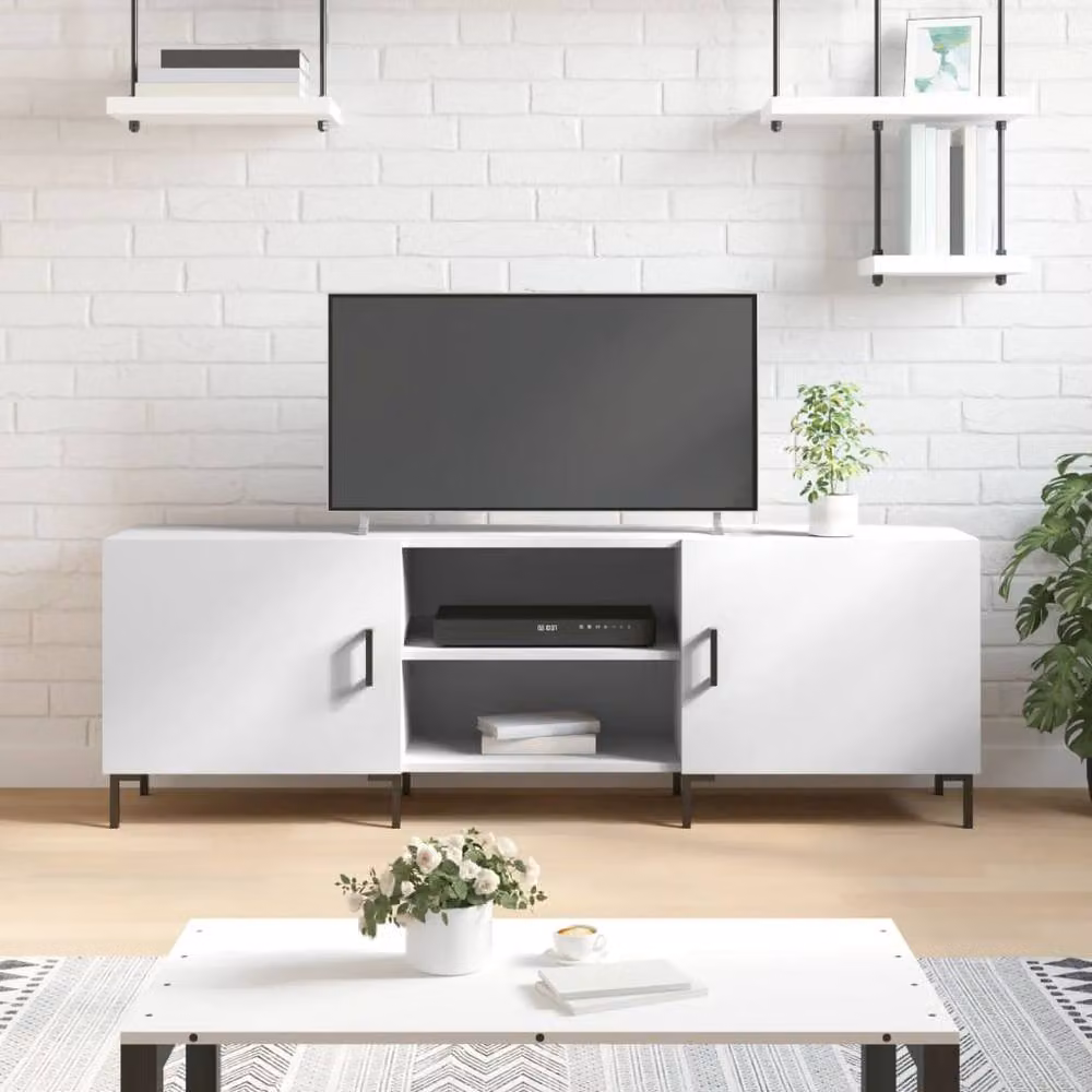Berkfield Home Modern White TV Cabinet in Engineered Wood W/D/H: 150 x 30 x 50 cm – 2