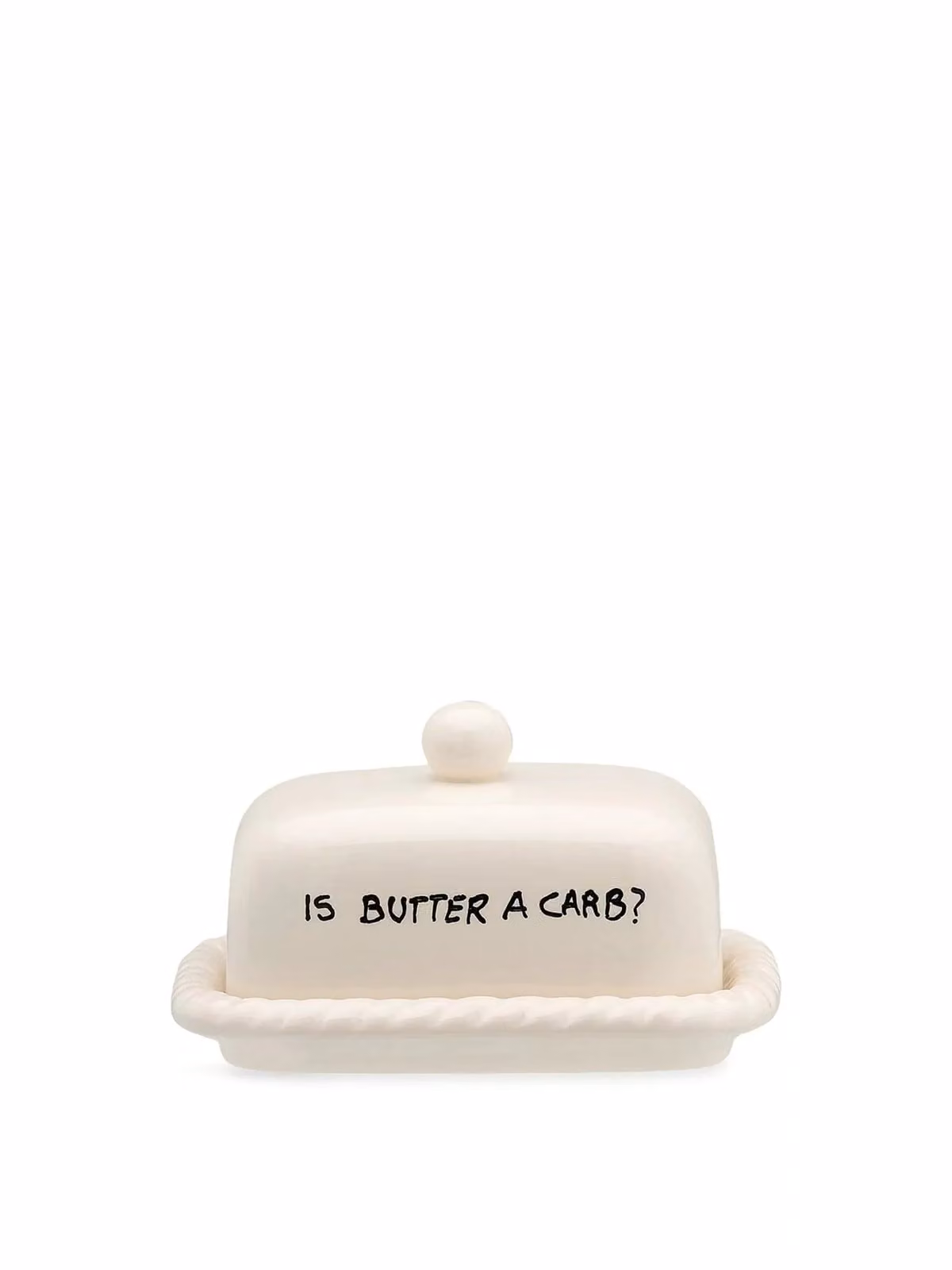 Anna + Nina Is Butter a Carb Ceramic Butter Dish in White