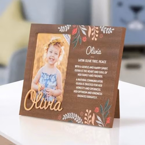 History & Heraldry Olivia Pre-personalised Child's Floral Picture Frame, Brown, W/H: 11 x 8.5 cm – 1