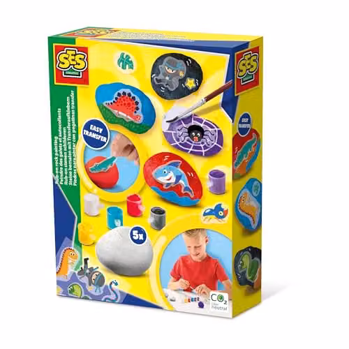 SES Creative Rub-on Rock Painting Set in White, Yellow and Multicolour