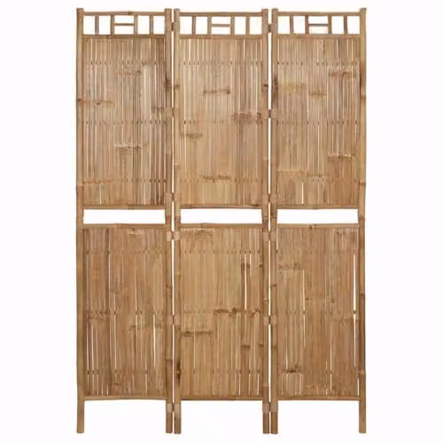 vidaXL 3-Panel Bamboo Room Divider in Brown and Beige, W/H: 120 x 180 cm