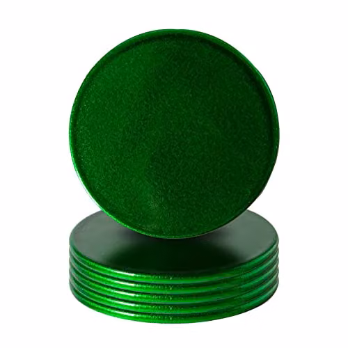 Argon Tableware Metallic Round Coasters in Green, Pack of 6, Diameter: 10 cm