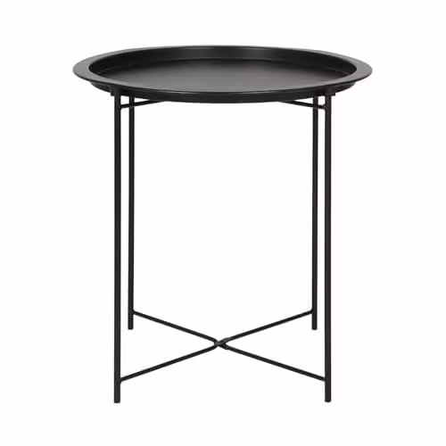 Harbour Housewares Round Folding Tray Table in Matte Black Metal – 1