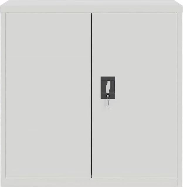 Berkfield Home Office Metal Cabinet in Grey with 2 Hinged Doors and Adjustable Shelves, W: 90 cm, D: 40 cm, H: 90 cm