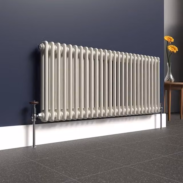 Lux Heat Horizontal 2 Column Steel Radiator in White, W: 119 cm, H: 50 cm