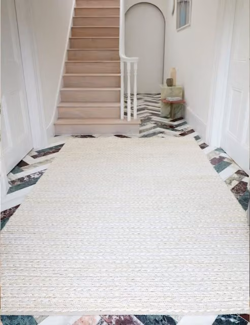 Asiatic Oakley Braided Jute Rug in Ivory, White and Beige