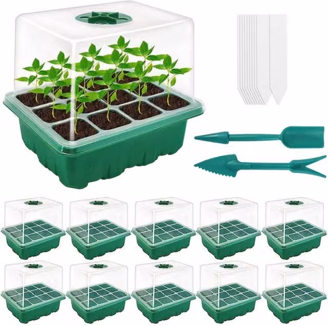 NESTLUNE Green 10 Pack Plant Seed Trays Germination Kit Growing Aid – 1
