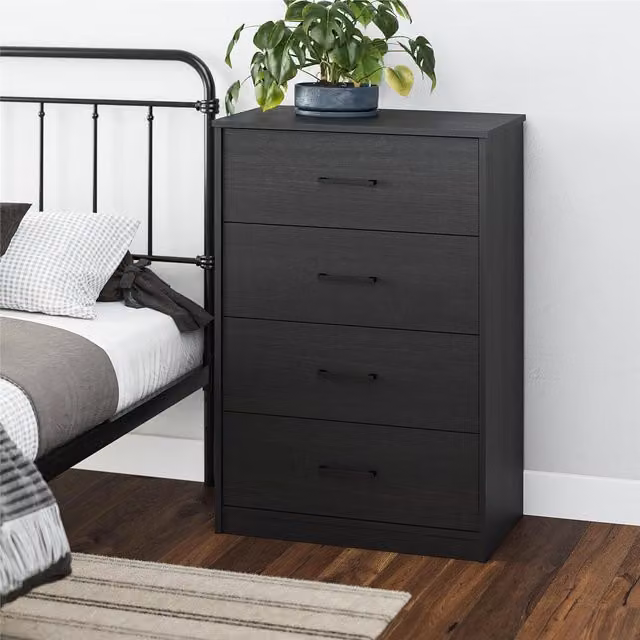 BrEZ Build Pearce 4-Drawer Dresser in Black Oak