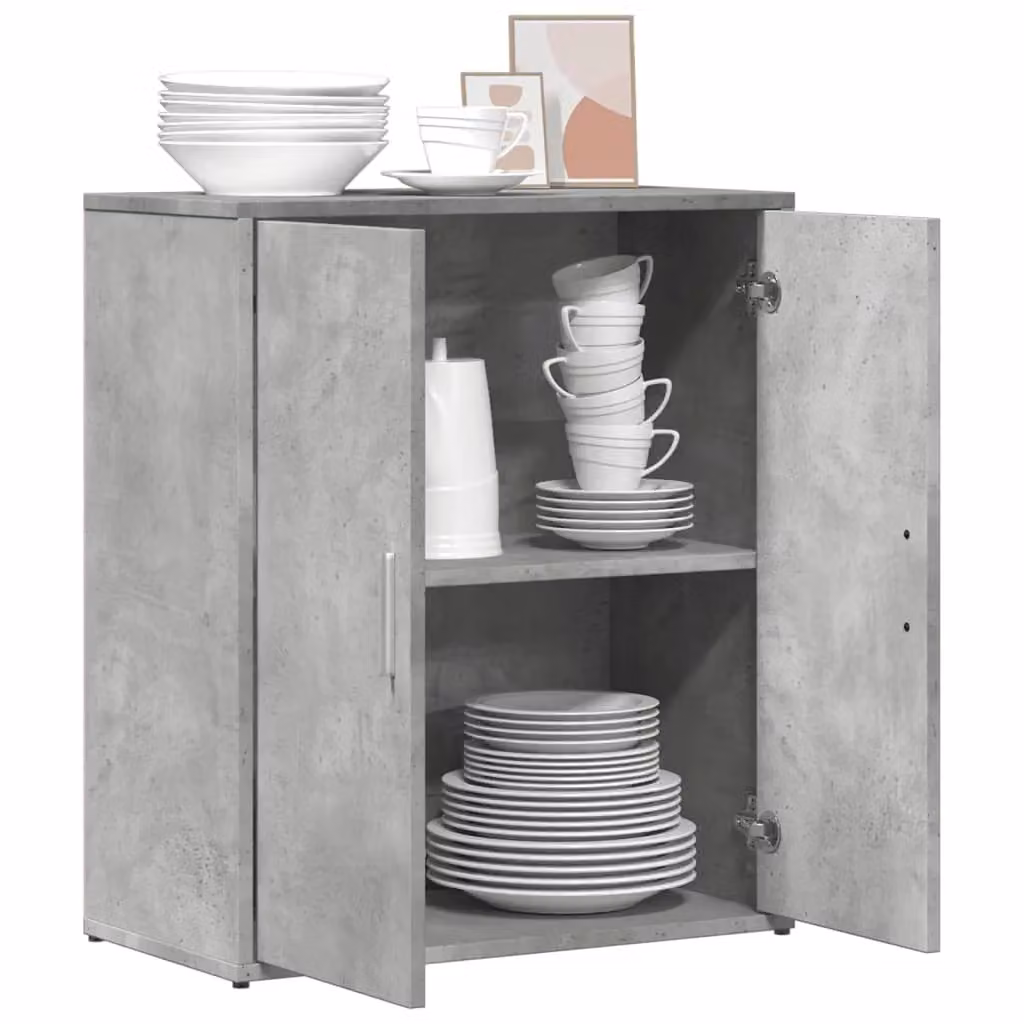 Berkfield Home Sideboard in Concrete Grey, Engineered Wood, W/D/H: 60 x 31 x 70 cm – 2