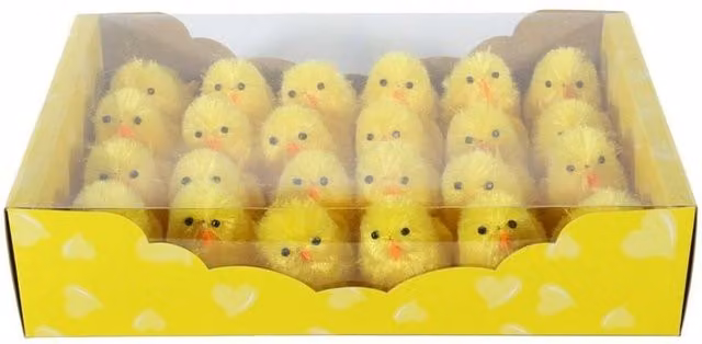 KDMD 24 Pack Yellow Organic Textile Easter Chicks, 6 cm
