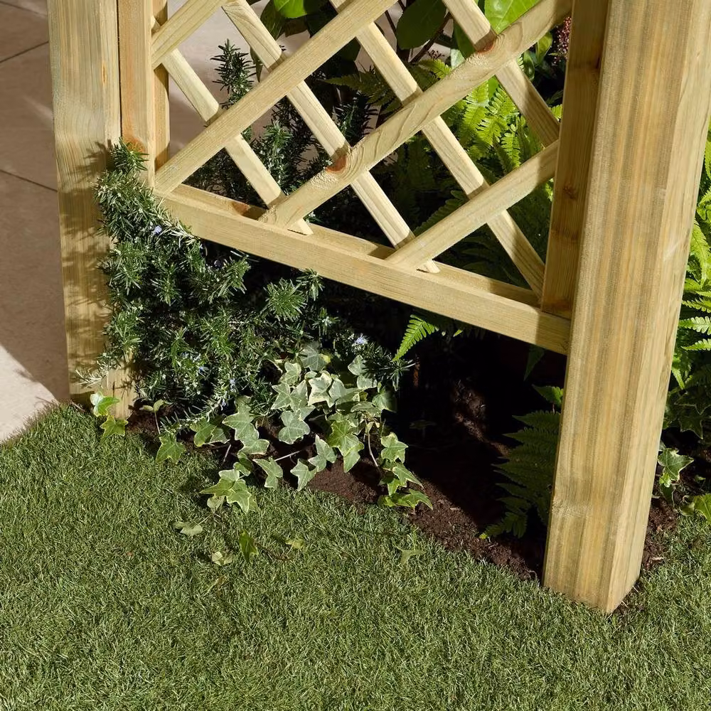 Rowlinson Cheltenham Grand Arch Timber Garden Trellis in Brown, W: 220 cm, D: 129.5 cm, H: 227 cm – 3