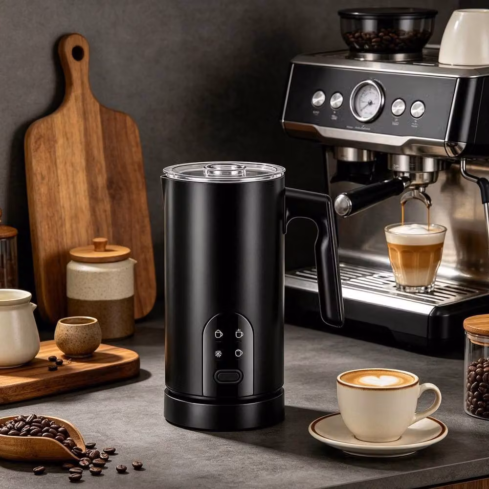 NESTLUNE 4 in 1 Automatic Electric Milk Frother in Black – 4