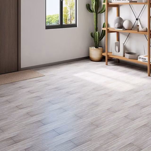 Livingandhome 36-Piece Self-Adhesive Wood-Look PVC Flooring in Grey and Beige
